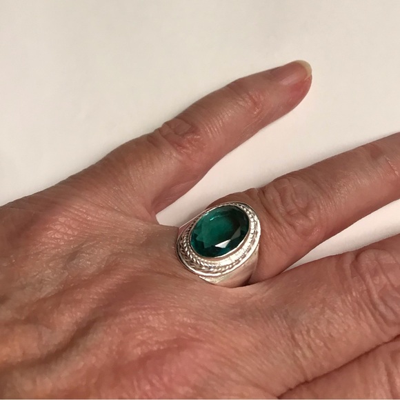 Tsavorite Stamped 925 Sterling Silver Ring - Picture 2 of 7